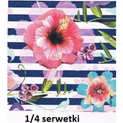 Serwetka -1641- kwiaty na pasach